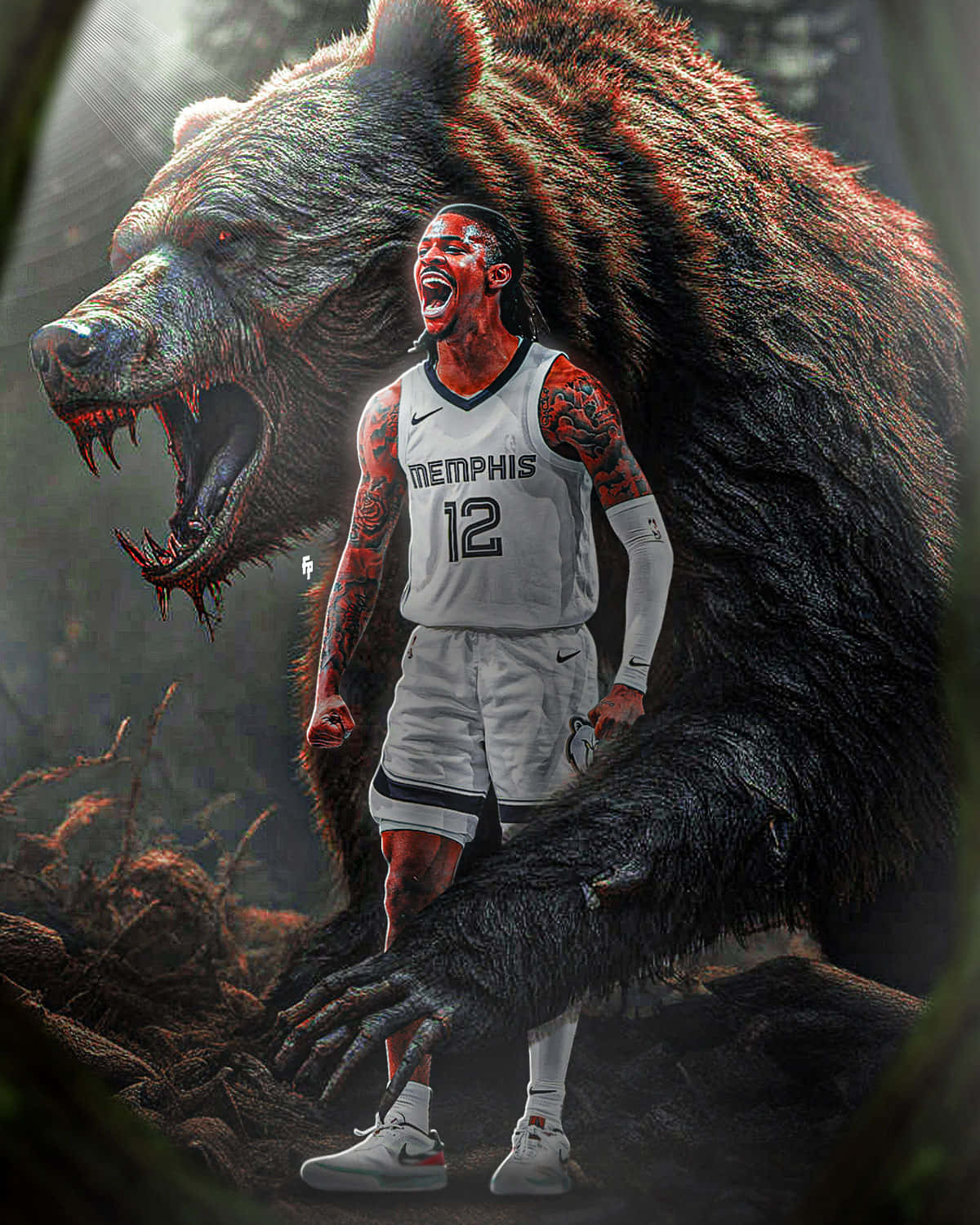 Ja_ Morant_ Bear_ Roar_ Artwork Wallpaper