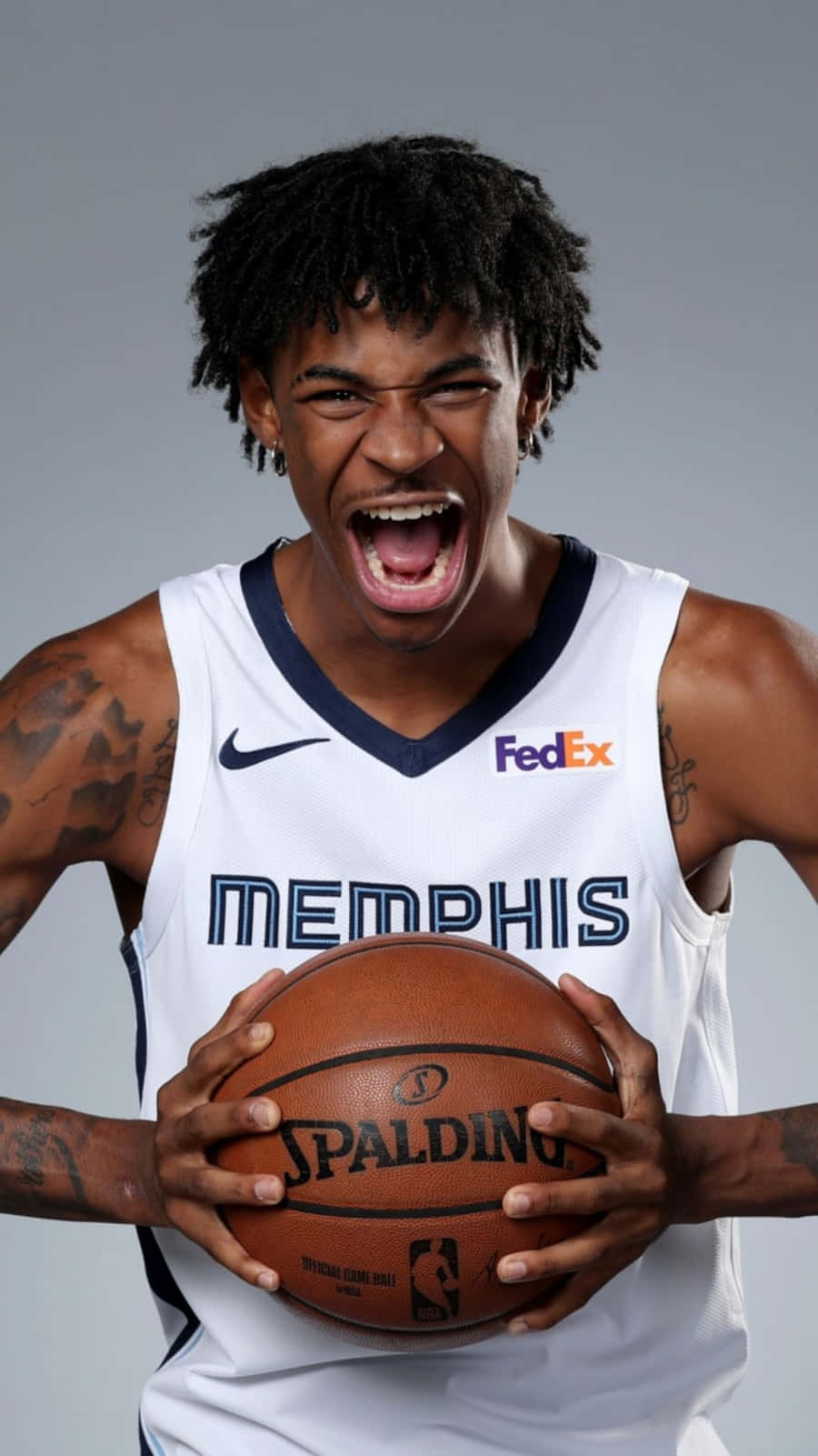 Ja Morant Fierce Basketball Pose Wallpaper