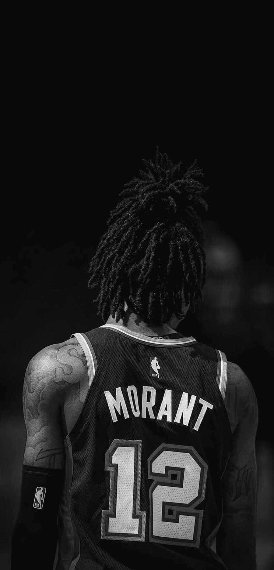 Ja Morant12 Basketball Jersey Blackand White Wallpaper