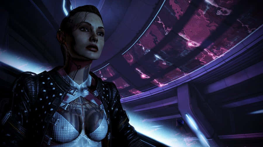 Jack From Mass Effect Unleashing Her Biotic Powers Wallpaper