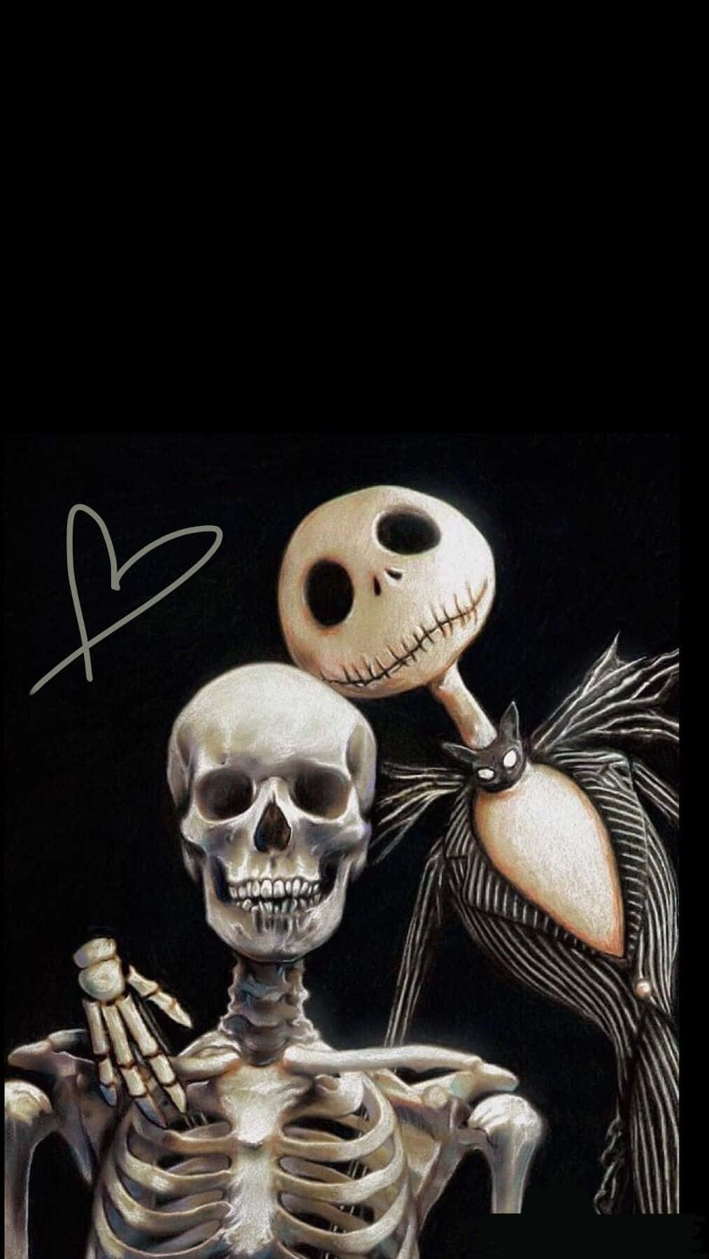 Jack_ Skellington_and_ Skeleton_ Artwork Wallpaper