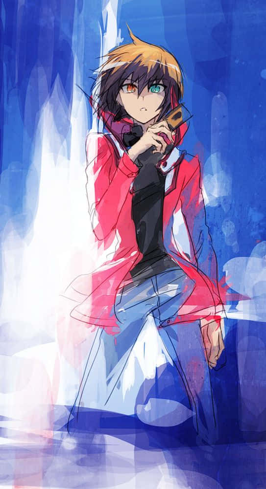 Jaden Yuki Holding His Elemental Hero Neos Card Wallpaper