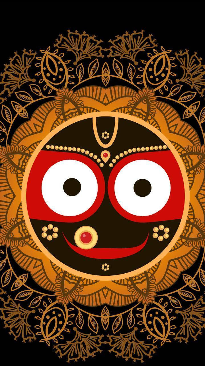 Jagannath Glowing Orange Mask Wallpaper