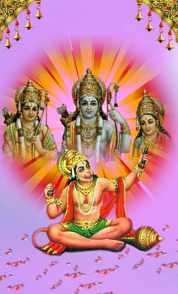 Jai Shri Ram Hanuman With Rama's Family Wallpaper