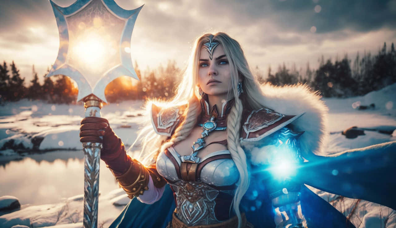 Jaina Proudmoore Cosplayin Snowy Landscape Wallpaper