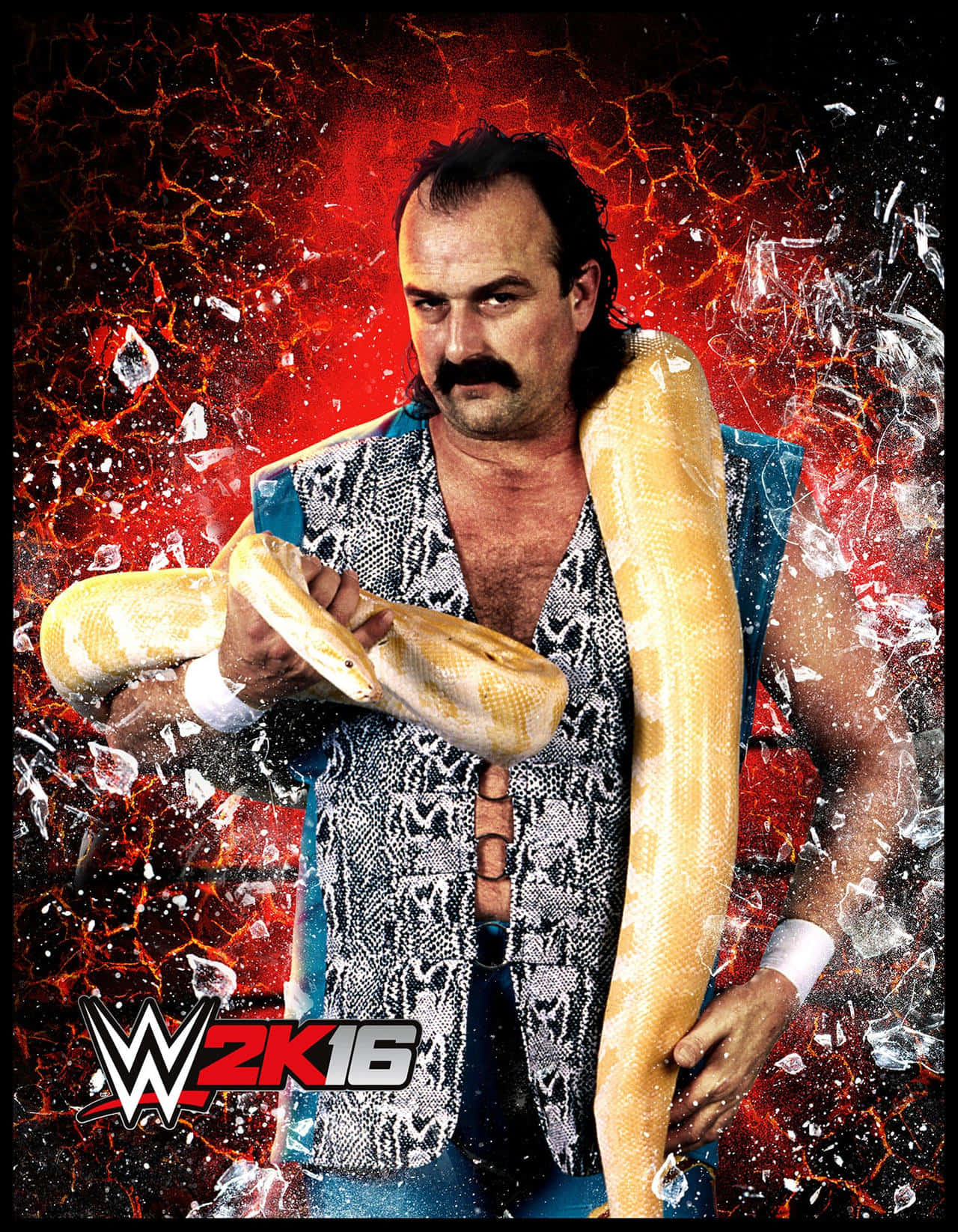 Jake Roberts With His Signature Yellow Ball Python In Wwe 2k16 Wallpaper