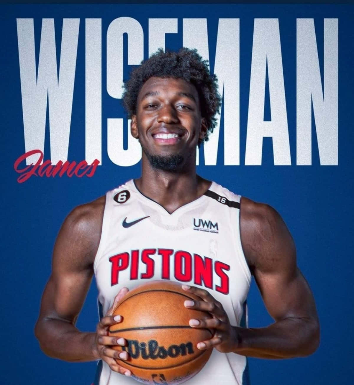 James Wiseman Pistons Promotional Portrait Wallpaper