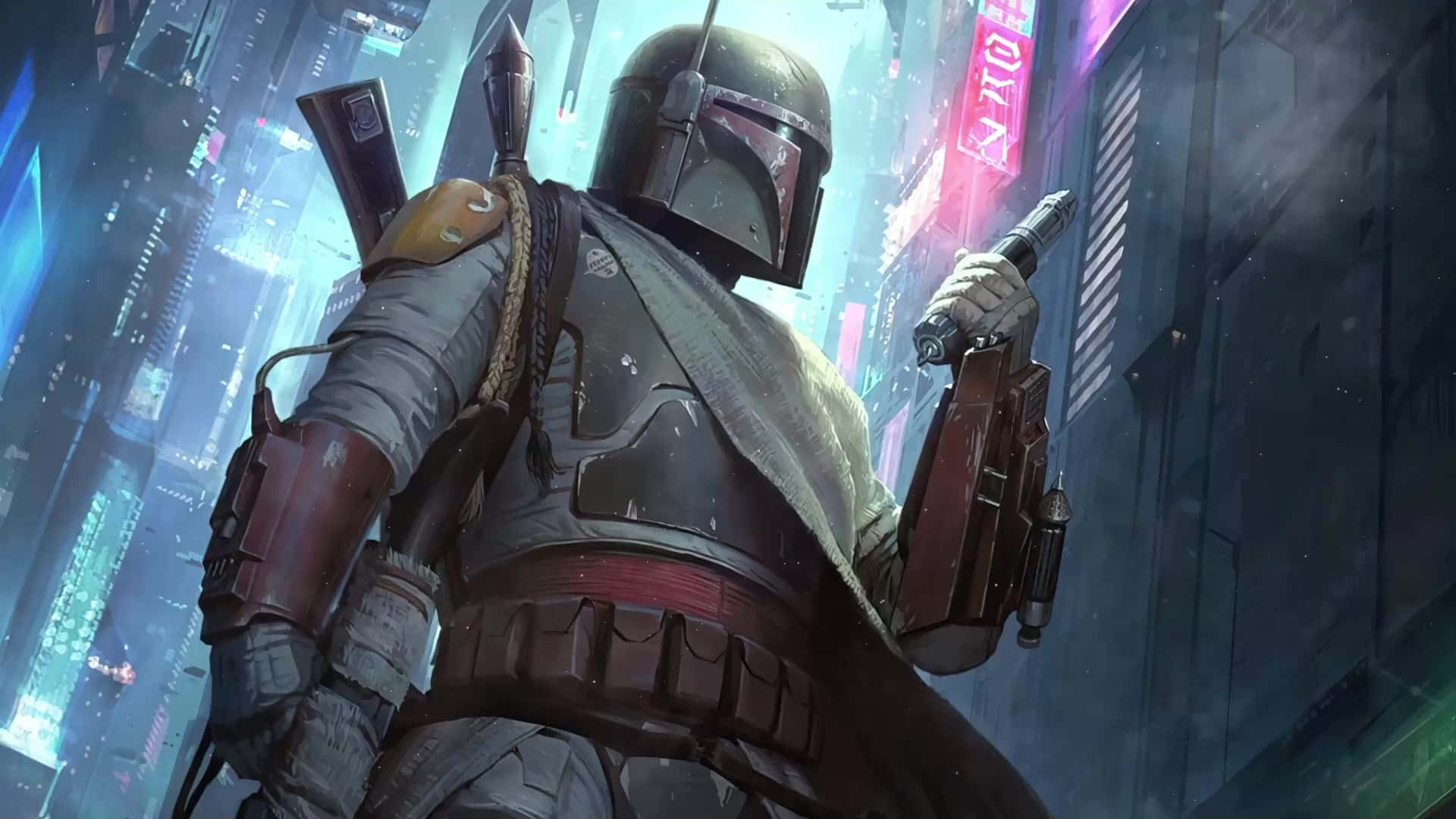 Jango Fett Standing Tall In The Star Wars Universe Wallpaper