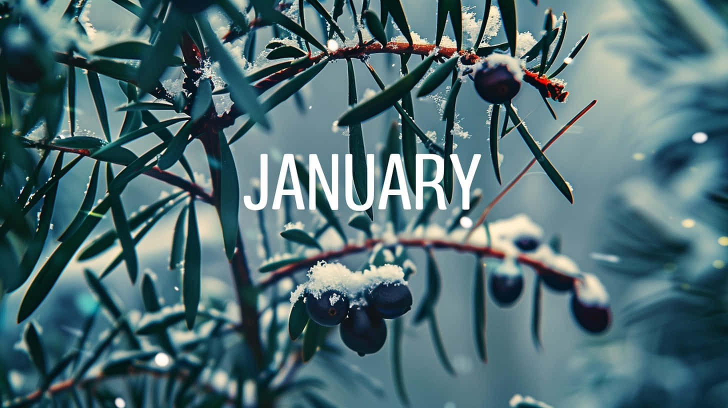 January Winter Berries Snow Wallpaper