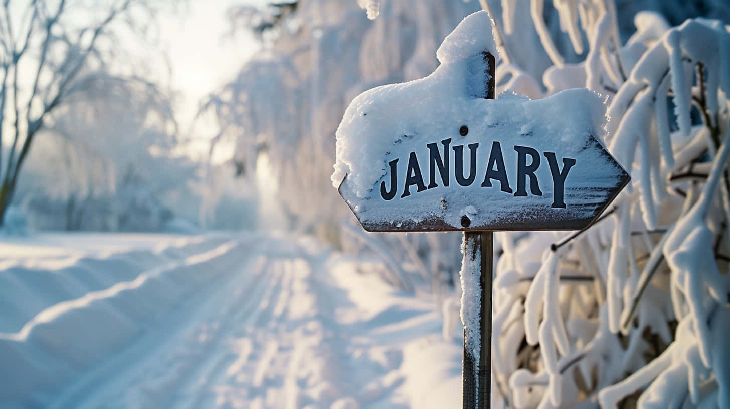 January Winter Sign Snowy Scene Wallpaper