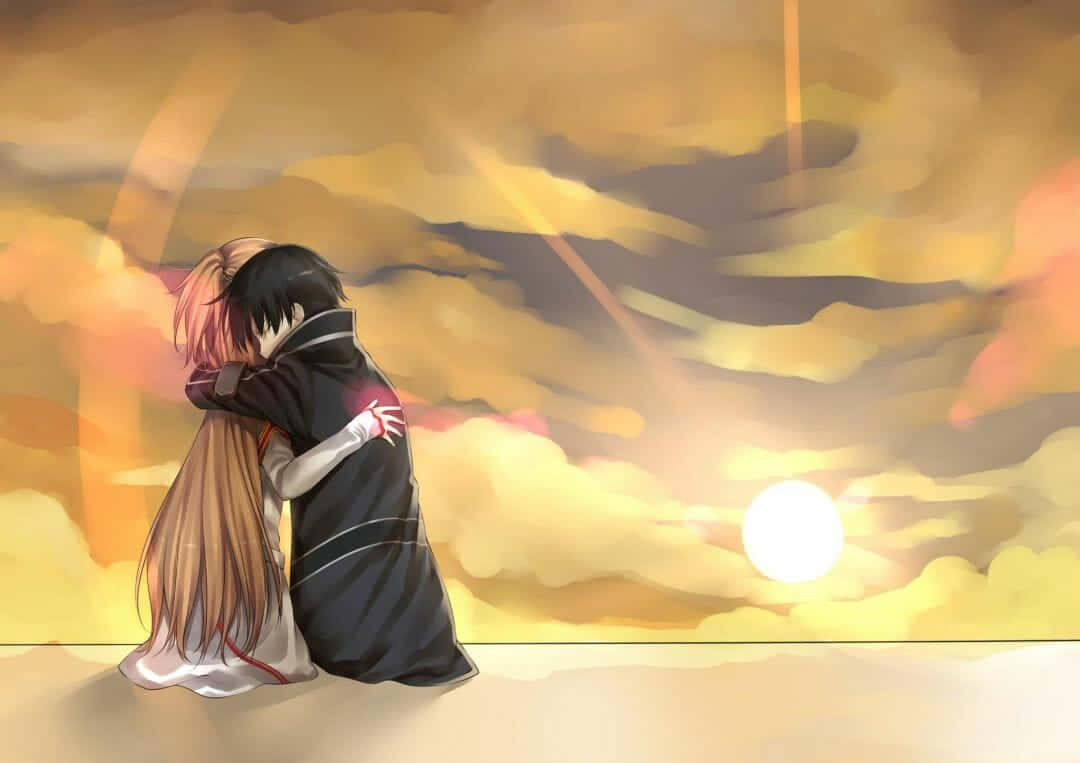 Japan Anime Cuddling Couple Wallpaper