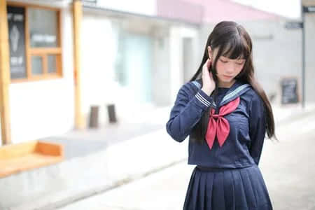 Japanese School Shy Girl Wallpaper