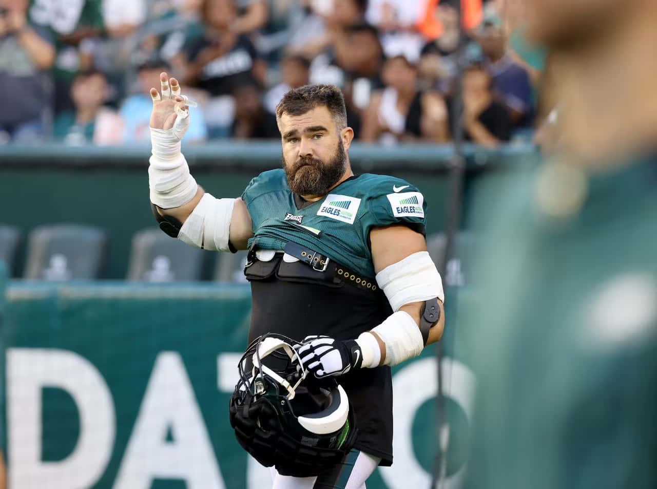 Jason Kelce In Action During A Football Game Wallpaper