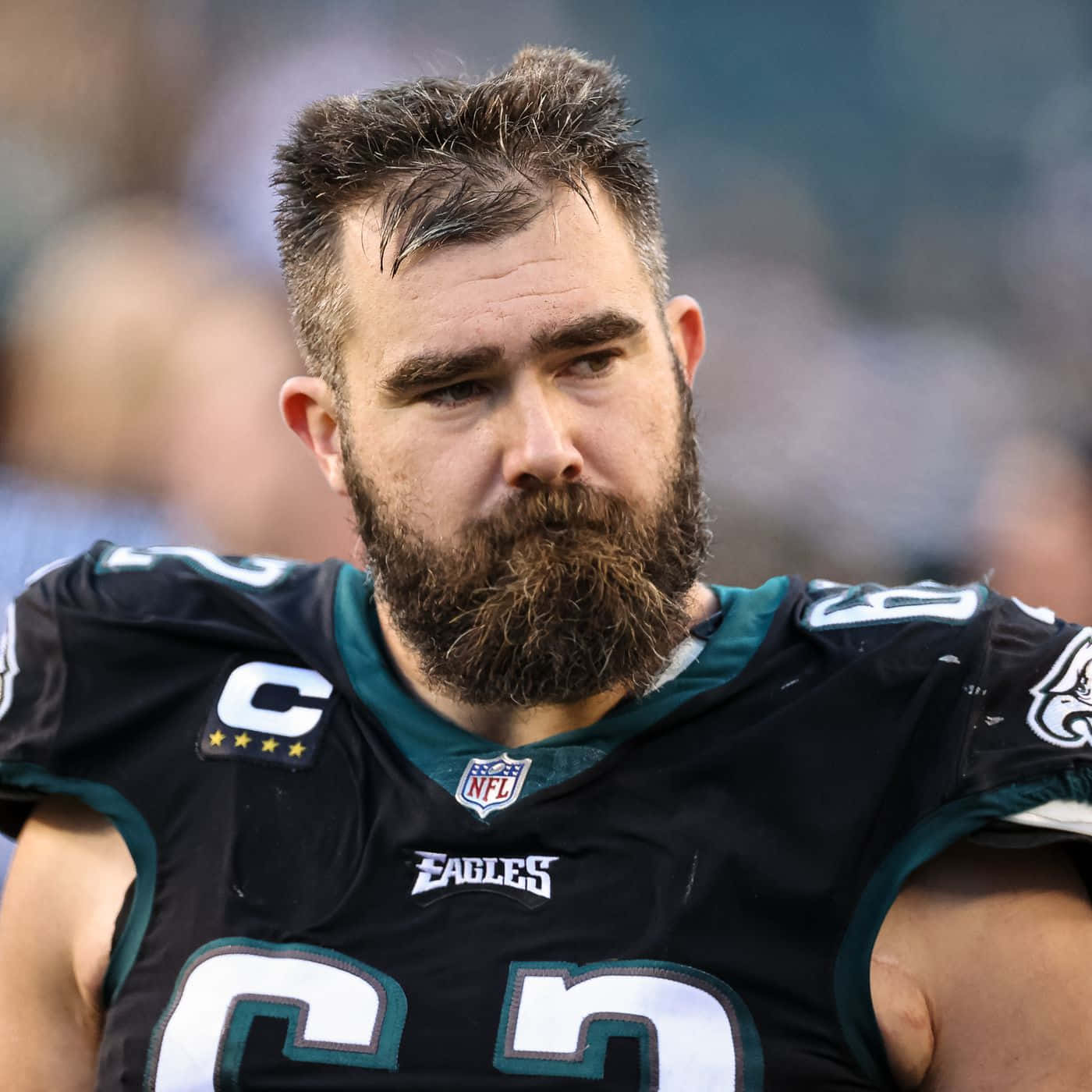 Jason Kelce In Action During A Football Game. Wallpaper