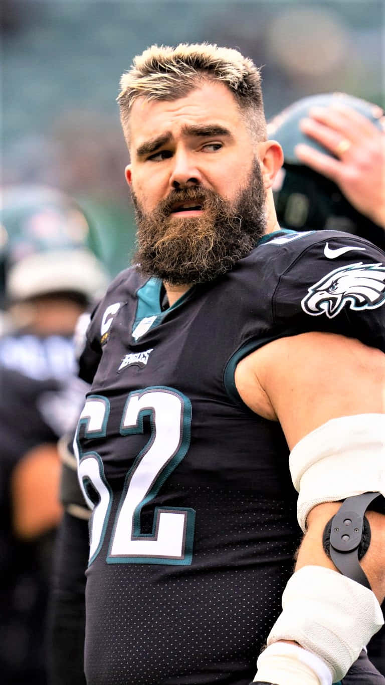 Jason Kelce In Action On The Field Wallpaper