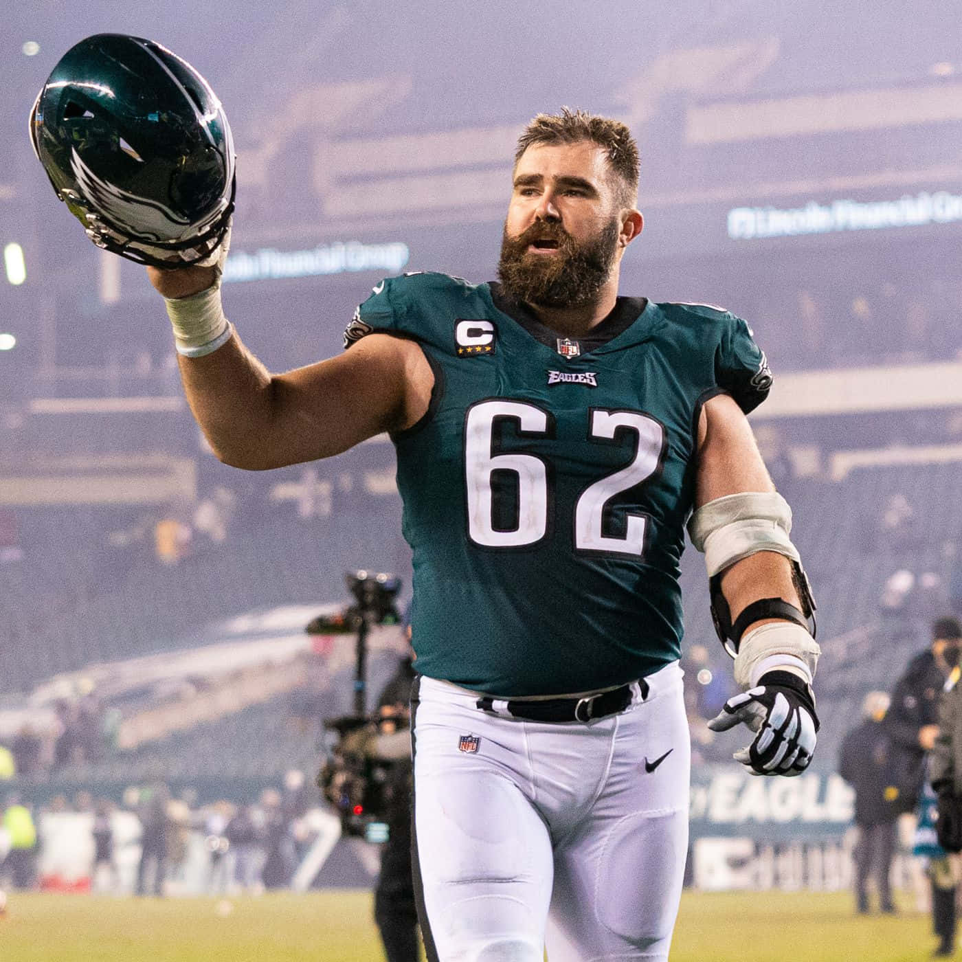 Jason Kelce In Action On The Field Wallpaper