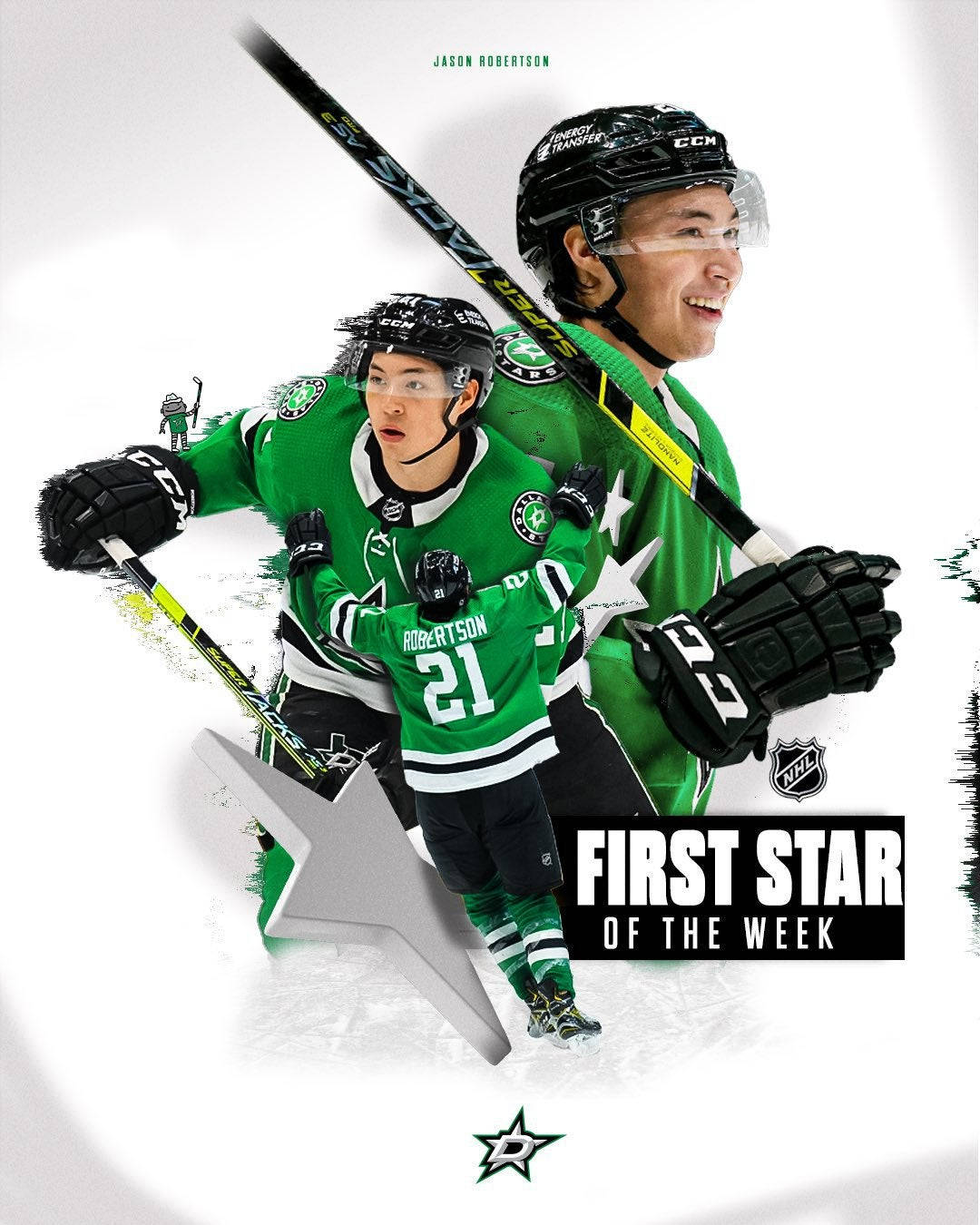 Jason Robertson Celebrating As The First Star Of The Week In Ice Hockey Wallpaper