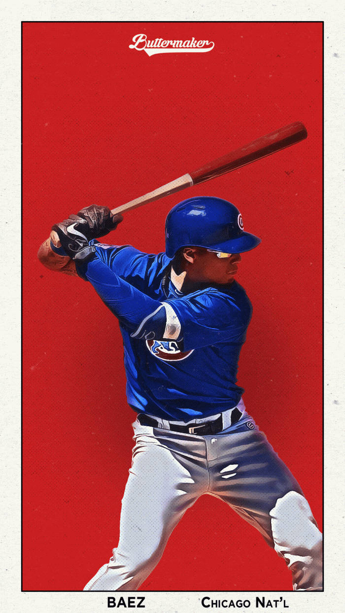 Javier Baez On Red Background Wallpaper