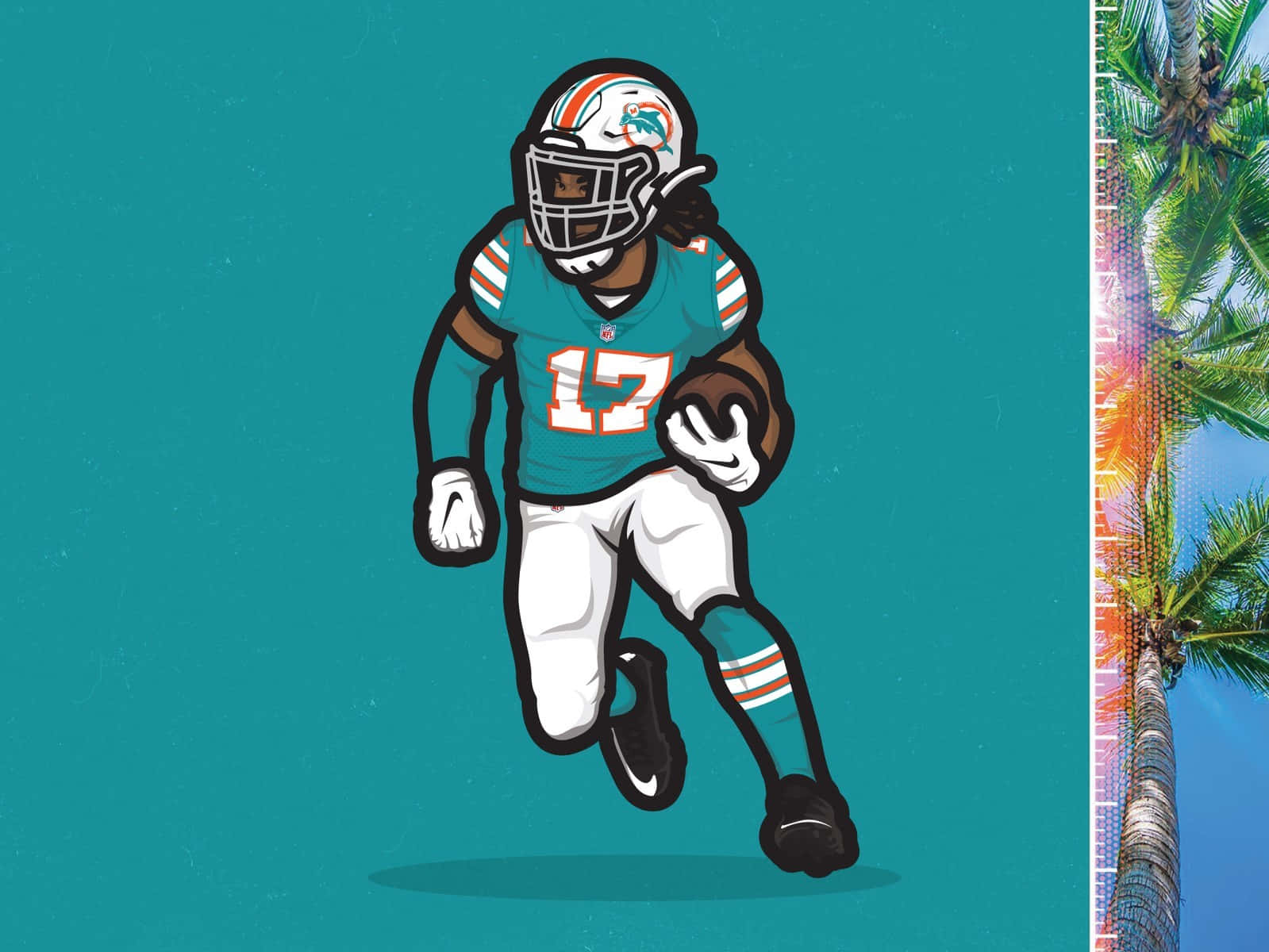 Jaylen Waddle Miami Dolphins Illustration Wallpaper