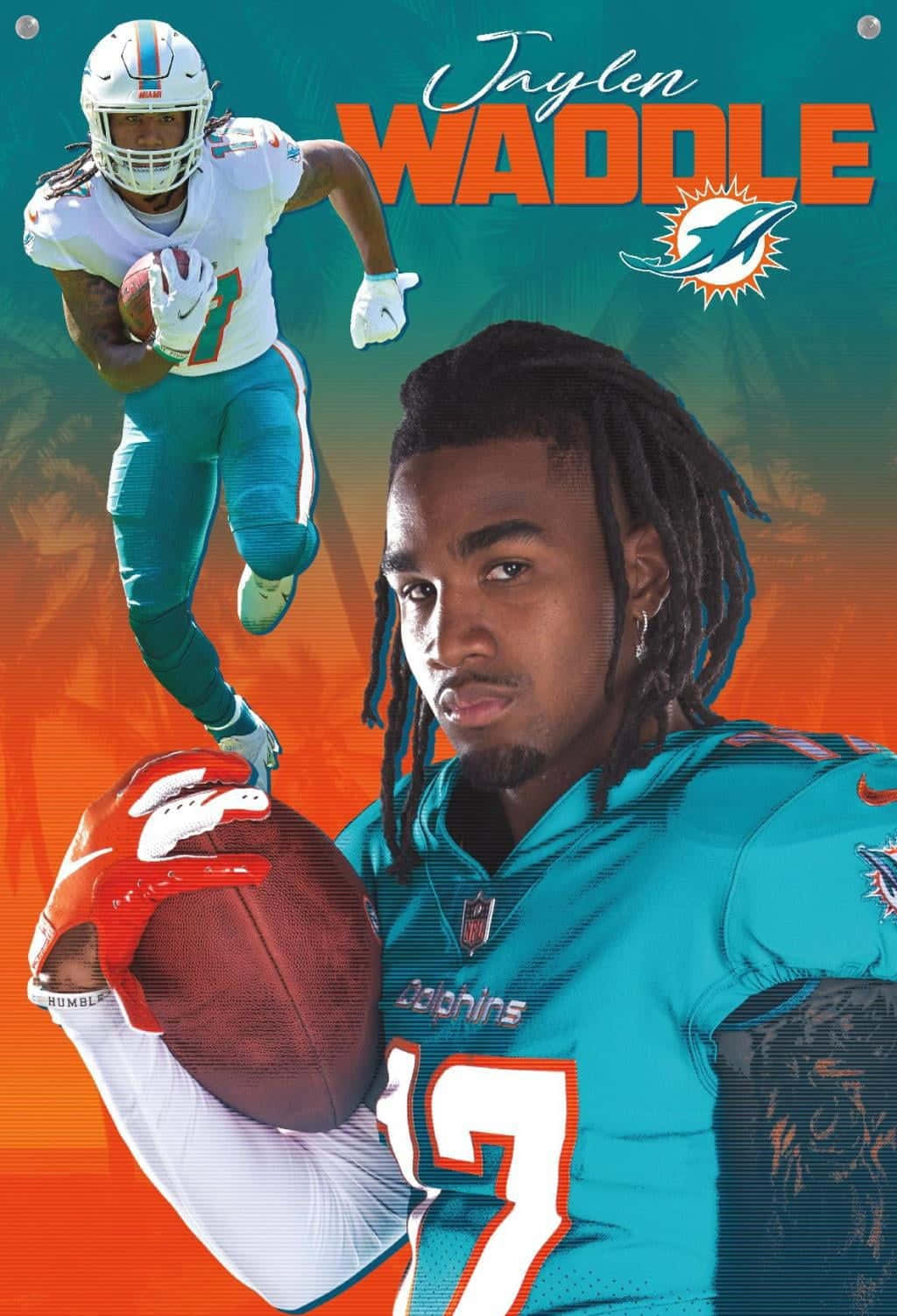 Jaylen Waddle Miami Dolphins Promotional Artwork Wallpaper