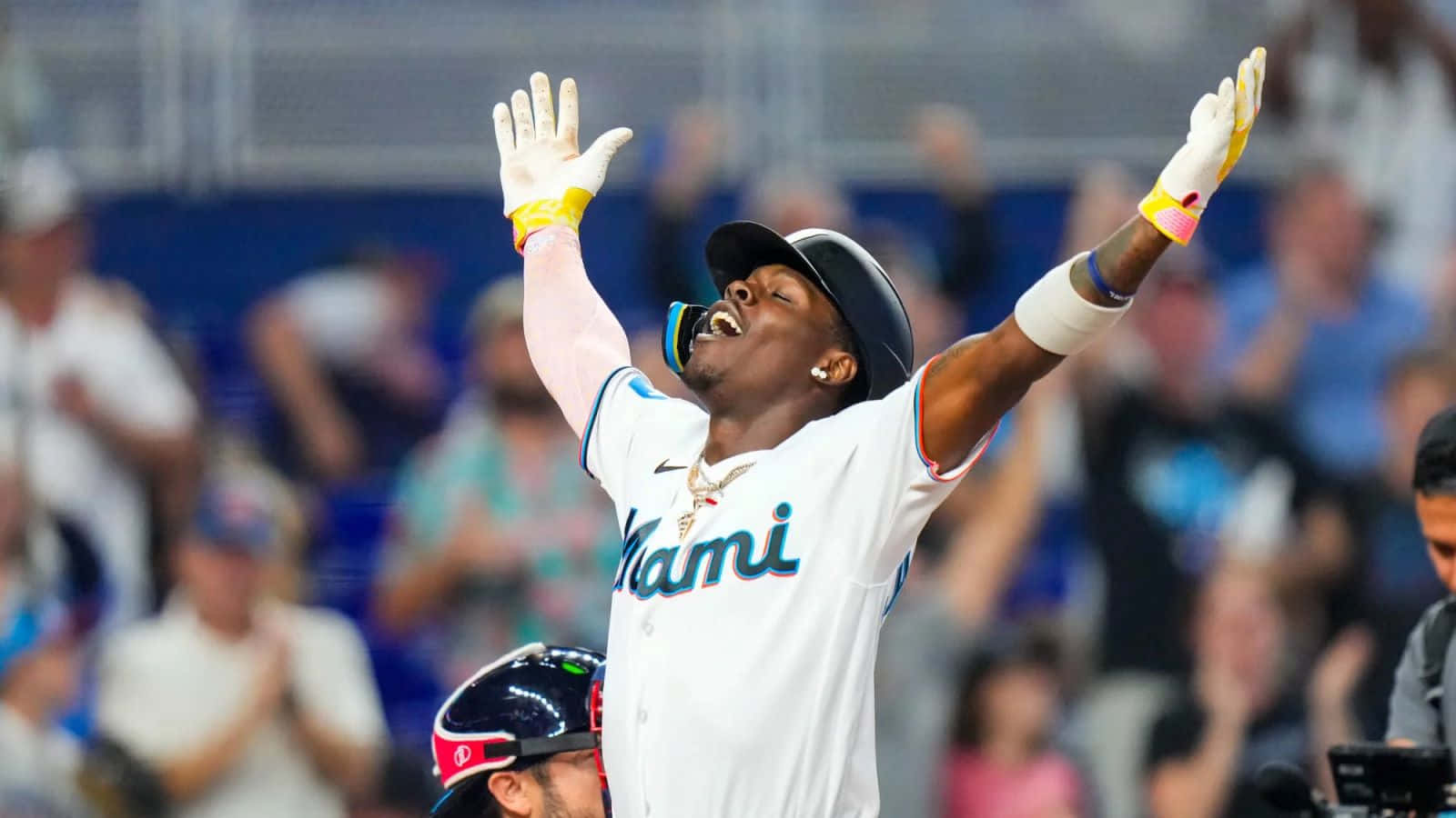 Jazz Chisholm Jr Celebration Miami Marlins Wallpaper