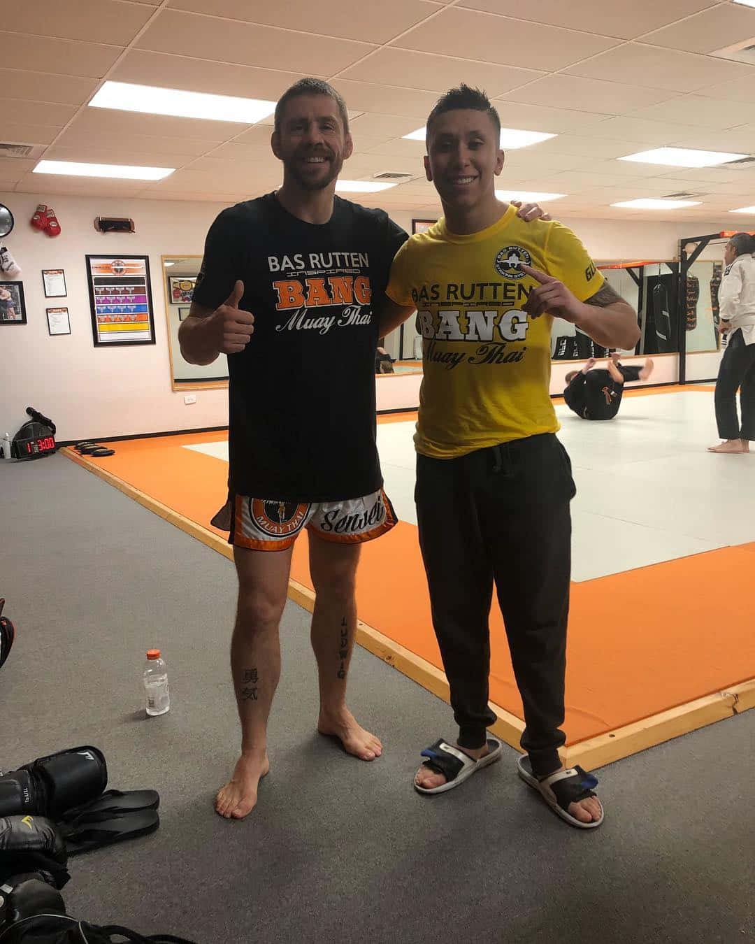 Jeff Molina With Man After Training Wallpaper