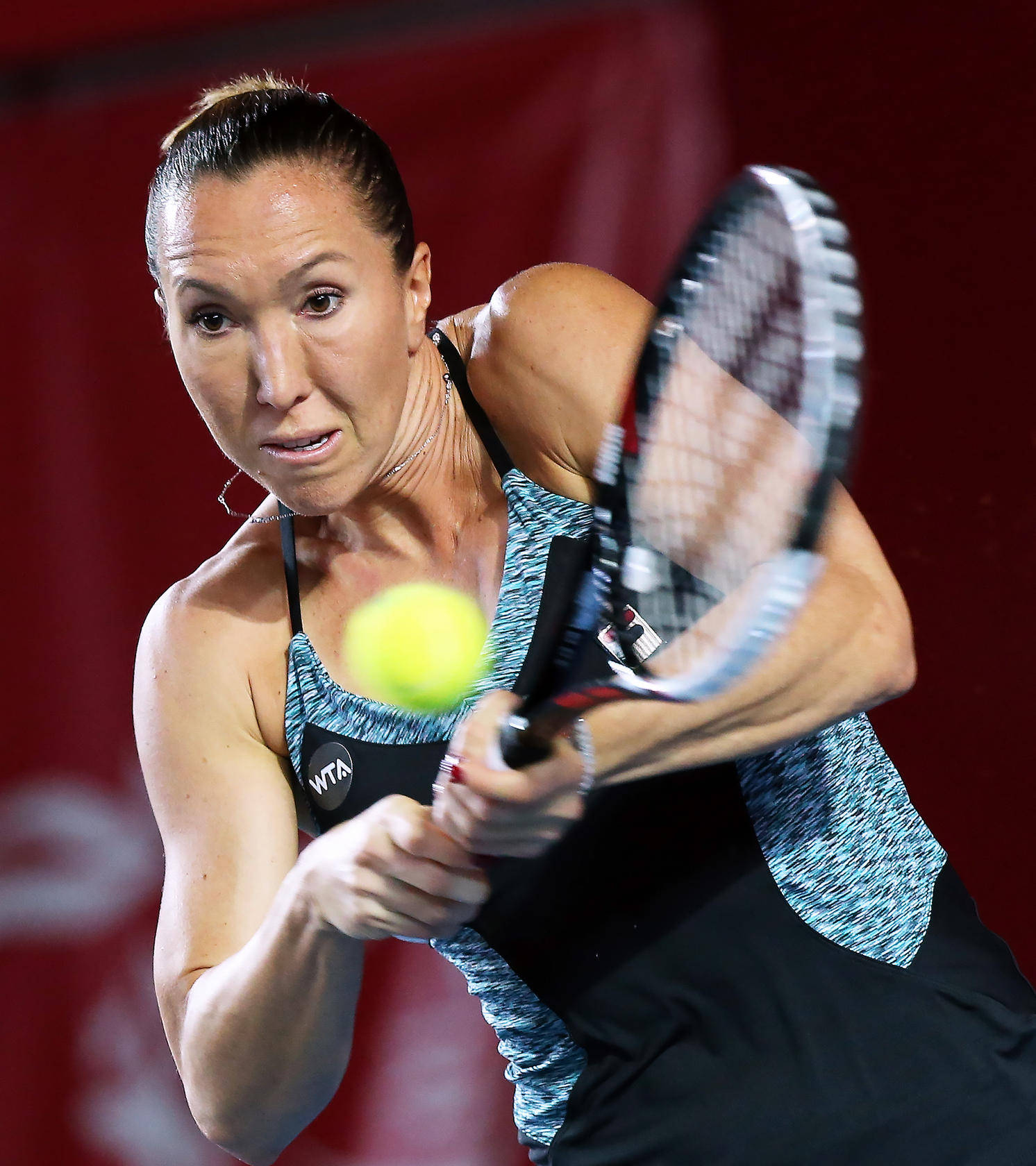 Jelena Jankovic In Action During A Tennis Match Wallpaper