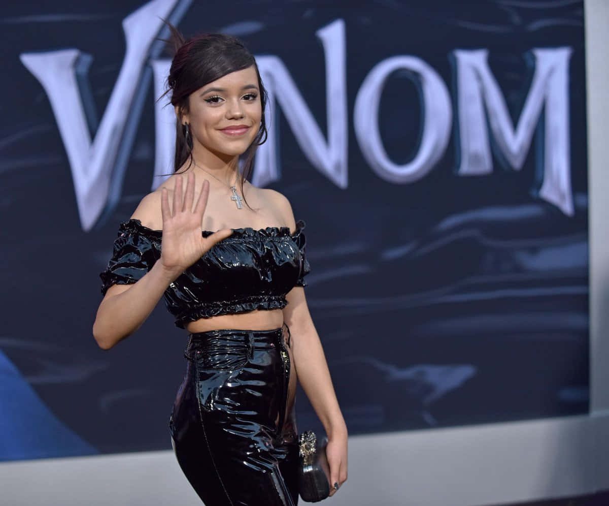 Jenna Ortega Black Outfit Venom Event Wallpaper