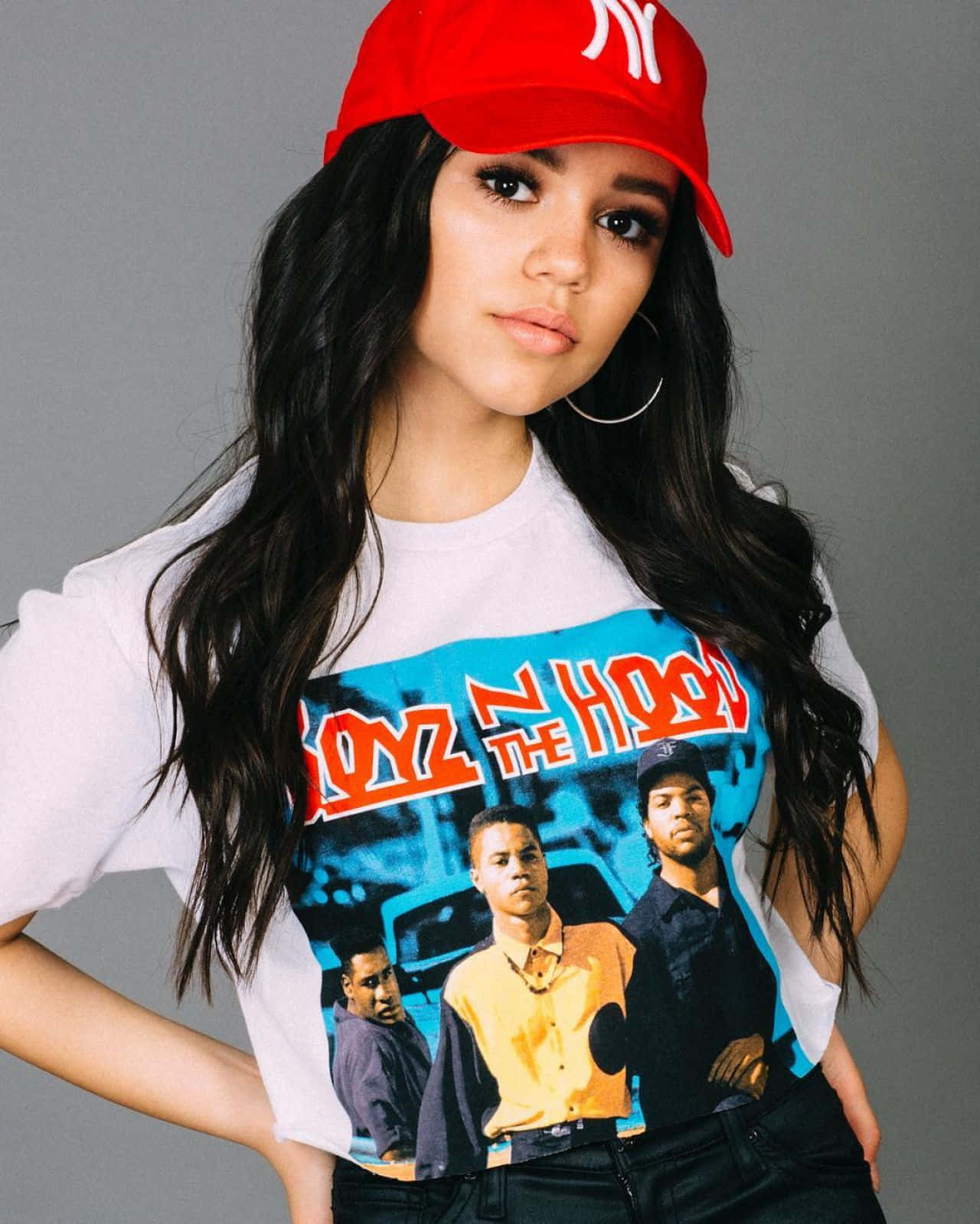 Jenna Ortega Red Cap Boyznthe Hood Tee Wallpaper