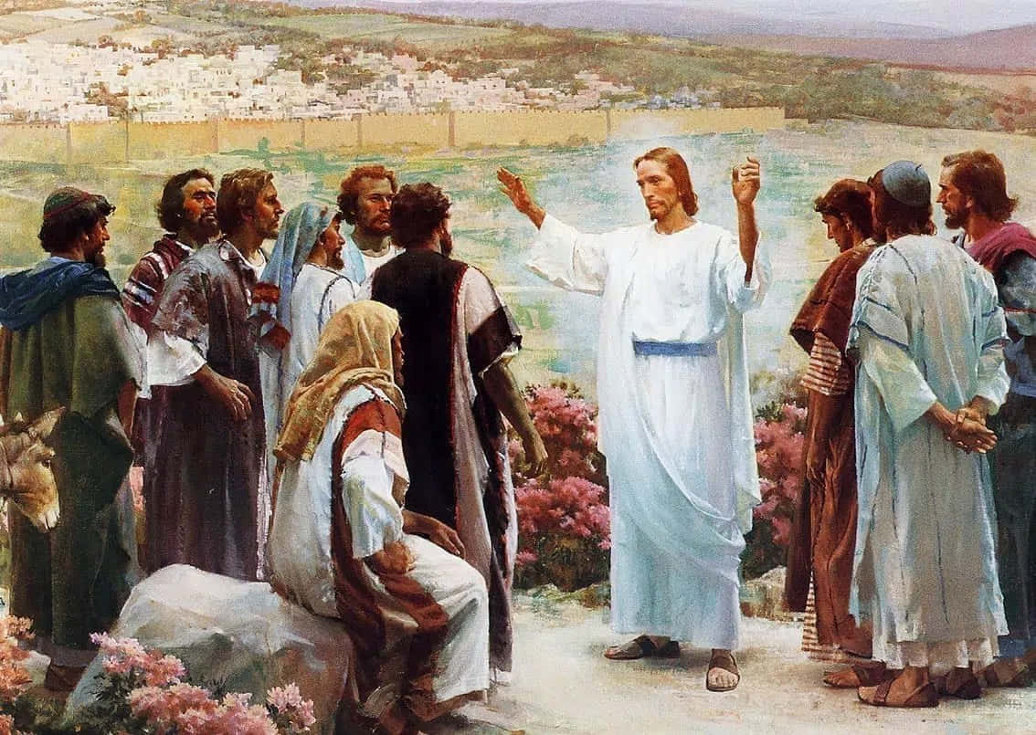 Jesus And His Disciples - A Moment Of Sacred Teaching Wallpaper