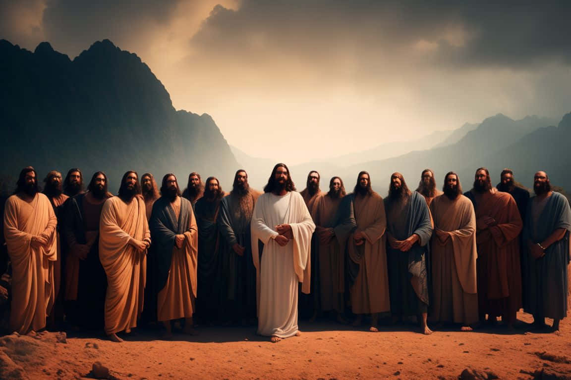 Jesus And His Disciples In A Serene Setting Wallpaper