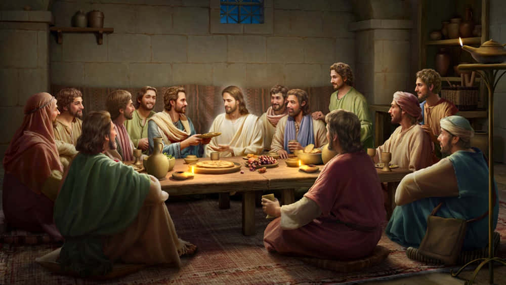 Jesus And His Disciples Walking Together Wallpaper