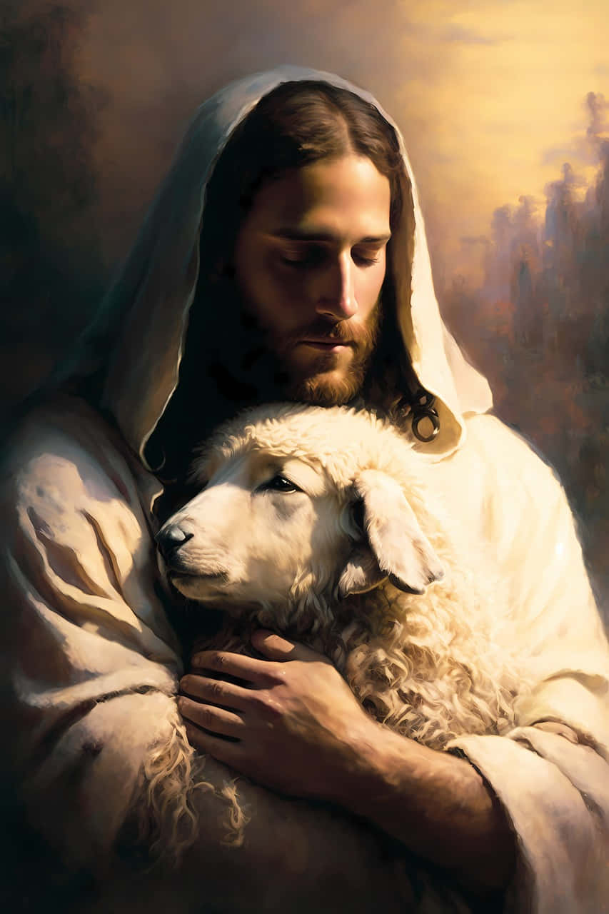 Jesus Christ, The Good Shepherd, Guiding His Flock Wallpaper