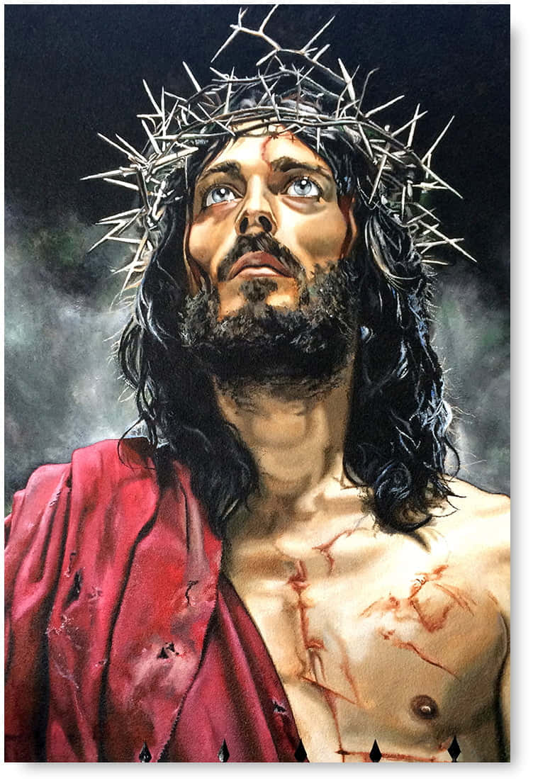 Jesus Christ Wearing The Crown Of Thorns Wallpaper