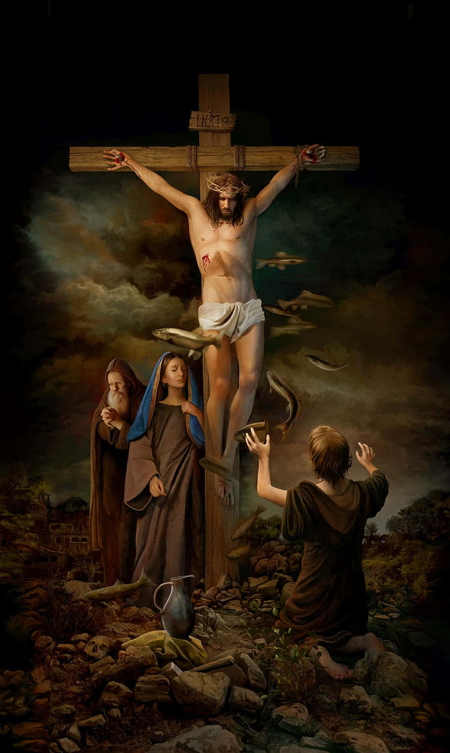 Jesus Crucifixion: A Powerful Depiction Of Sacrifice And Love Wallpaper