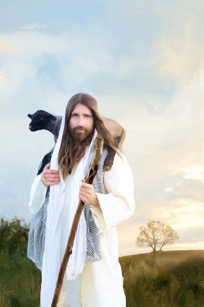 Jesus With Sheep - A Symbol Of Love And Guidance Wallpaper