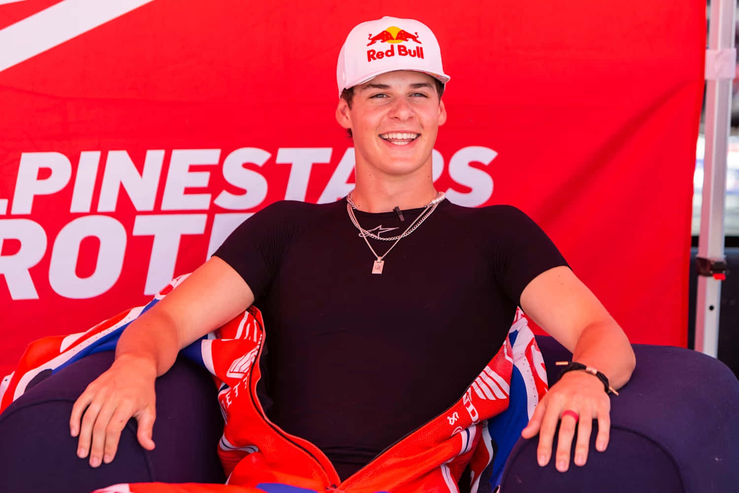 Jett Lawrence Smiling Red Bull Athlete Wallpaper