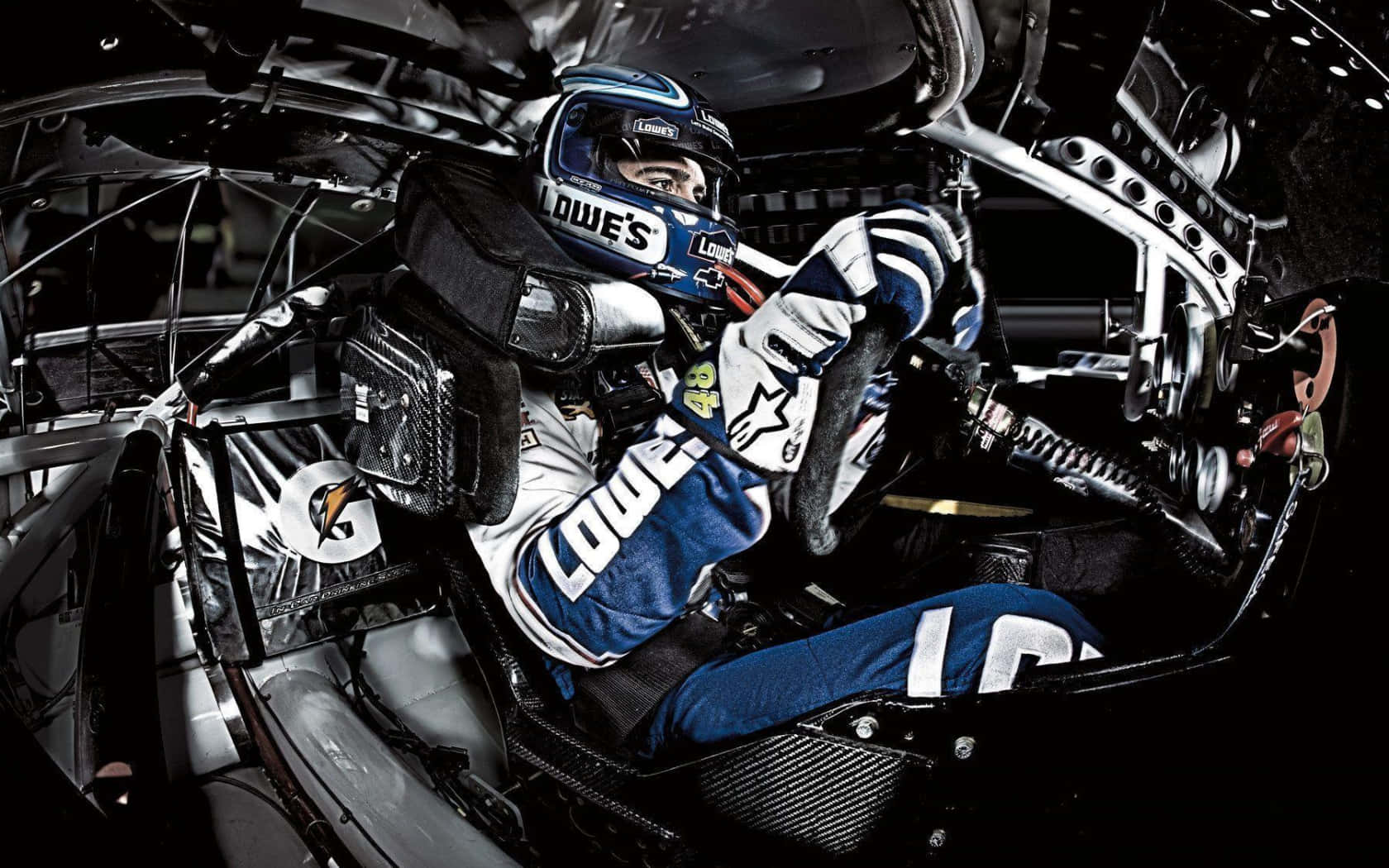 Jimmie Johnson Speeding In Nascar Race Wallpaper