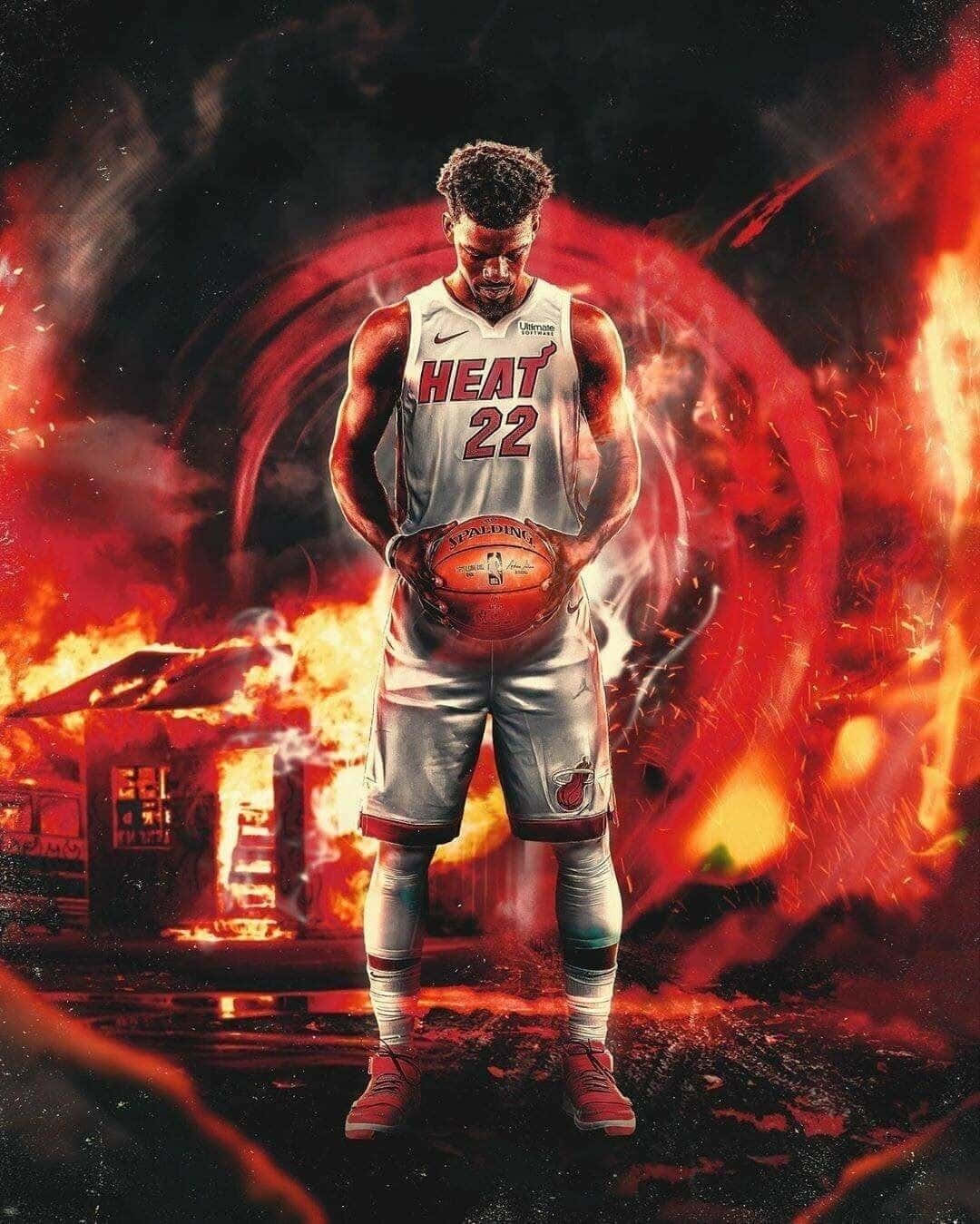 Jimmy Butler Miami Heat Firestorm Wallpaper