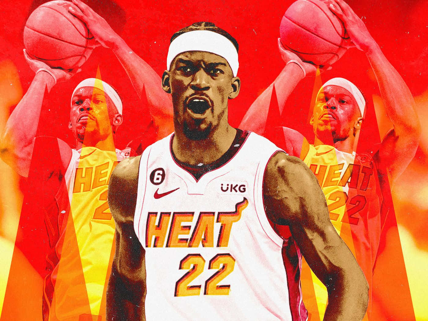 Jimmy Butler Miami Heat Triple Pose Wallpaper