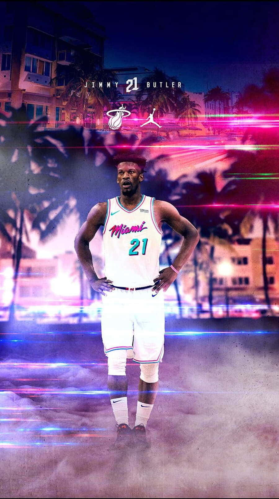 Jimmy Butler Miami Heat Vibrant Artwork Wallpaper