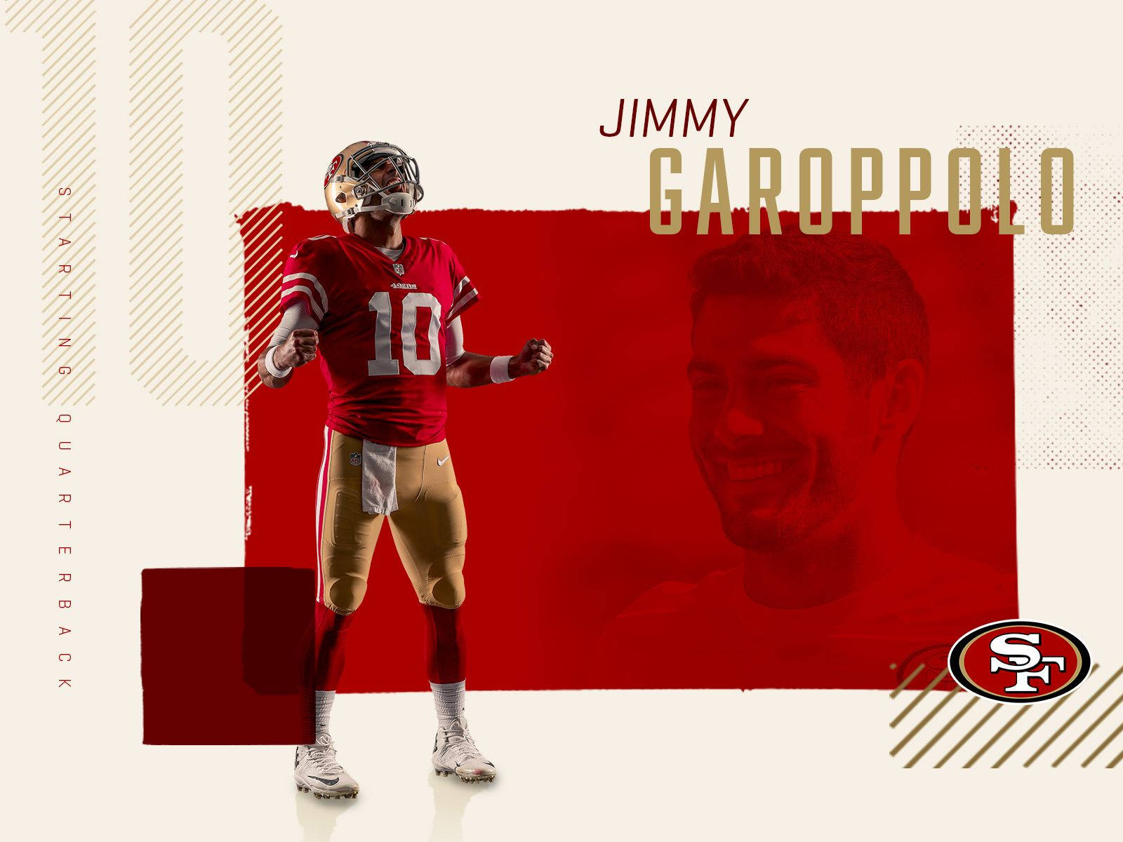 Jimmy Garoppolo In Red And Gold Wallpaper