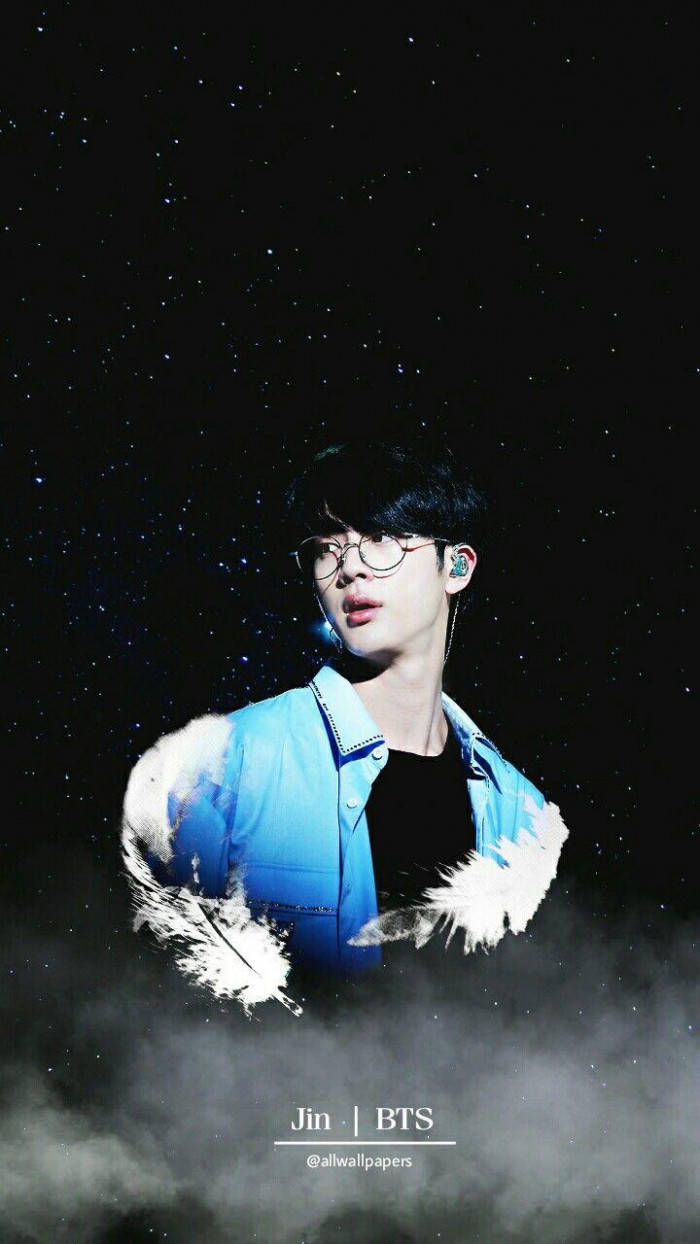 Jin Bts Cute Black Hair And Glasses Wallpaper