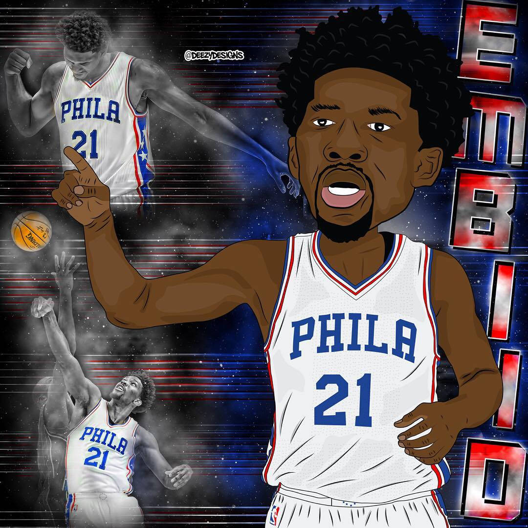 Joel Embiid Cartoon Art Wallpaper