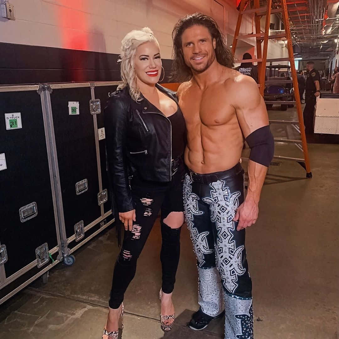 John Morrison With Taya Valkyrie Backstage Wallpaper