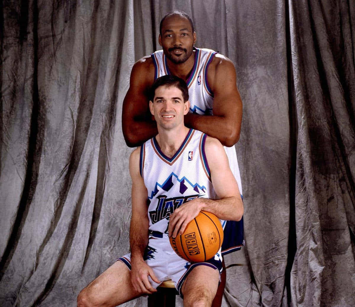 John Stockton Karl Malone Photo Shoot Wallpaper