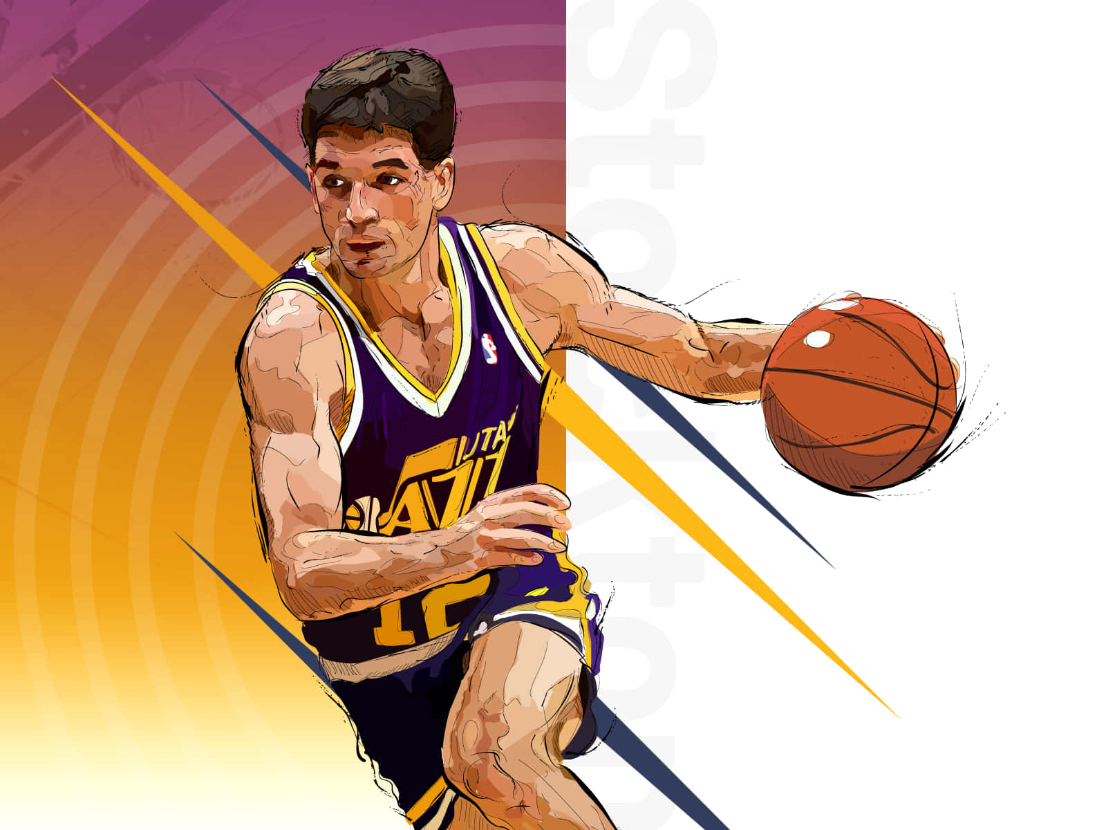 John Stockton Vector Art Wallpaper