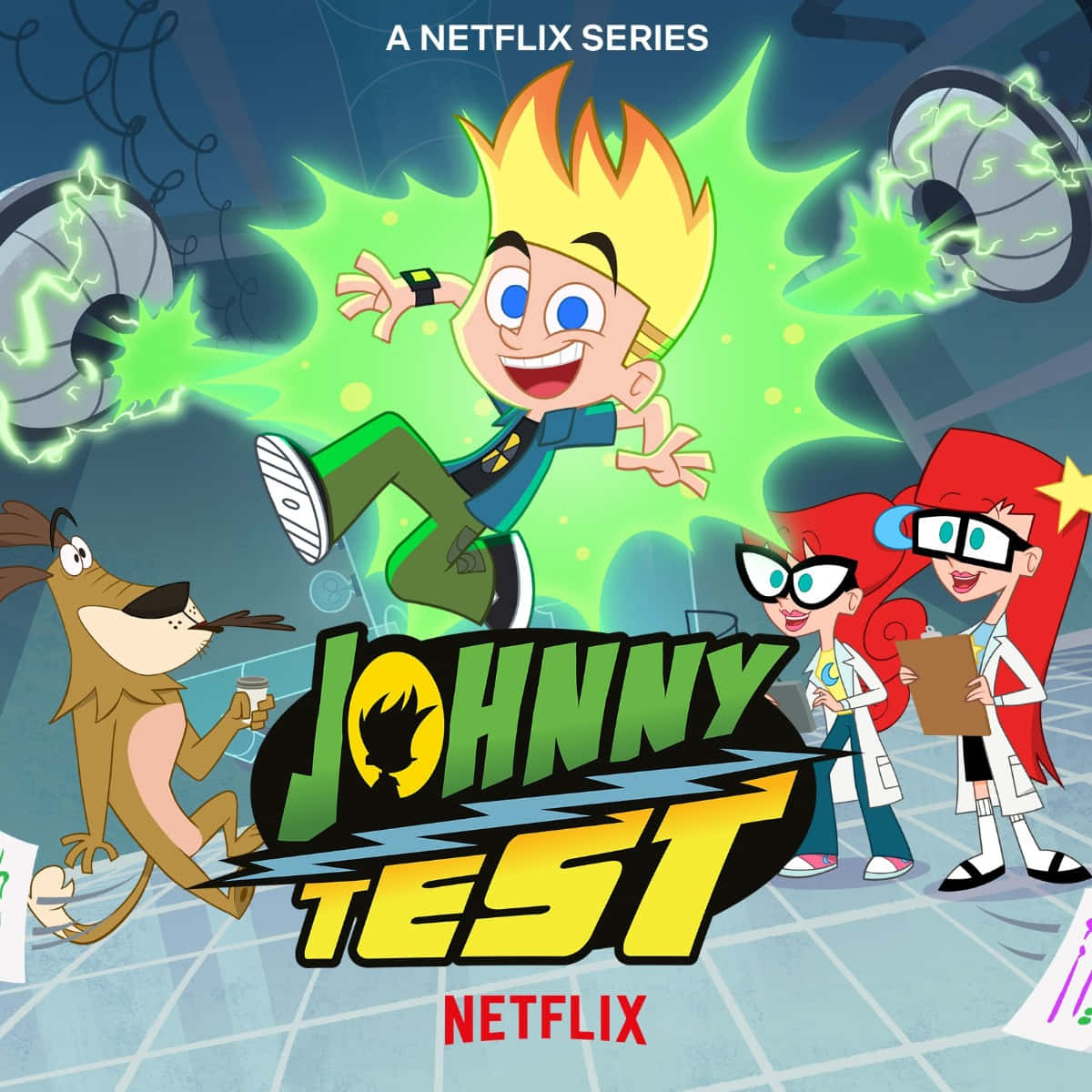 Johnny Test And Dukey With An Exciting Adventure Backdrop Wallpaper