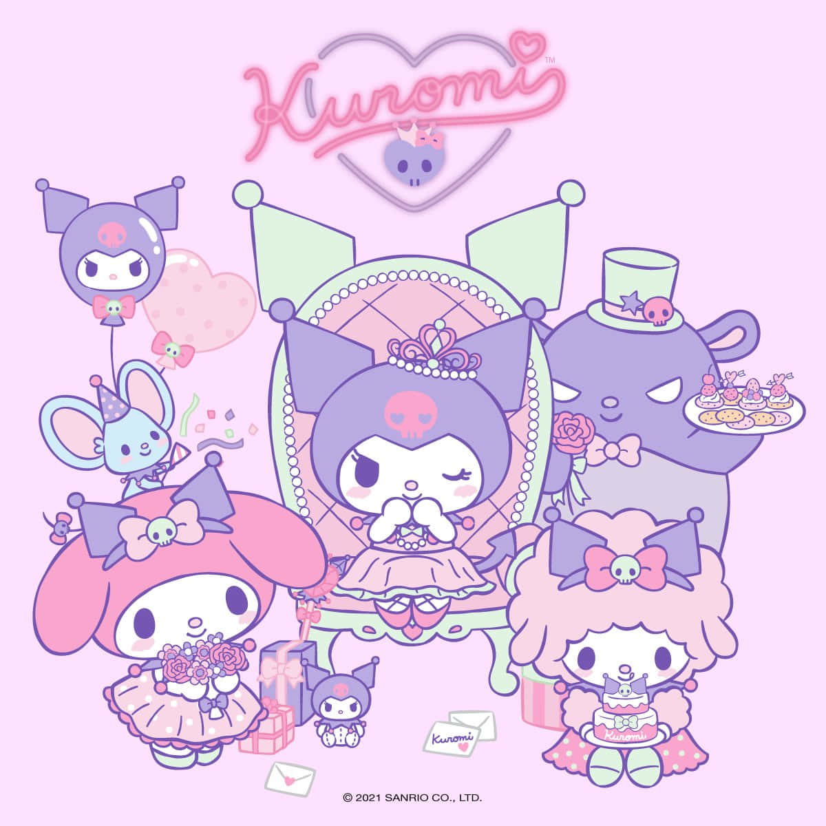 Join Kuromi's Fun-filled Birthday Bash! Wallpaper