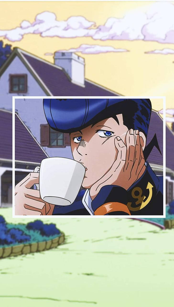 Jojo Phone Josuke Drinking Wallpaper